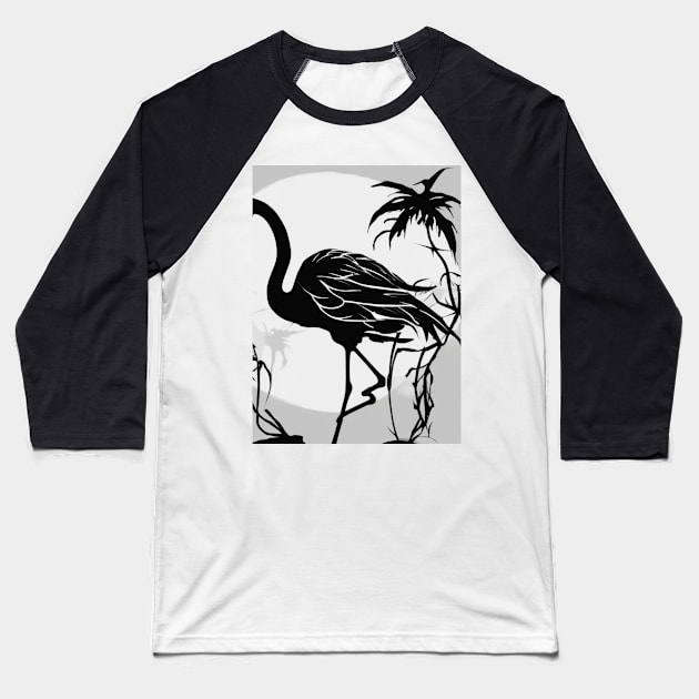 Flamingo Shadow Silhouette Anime Style Collection No. 146 Baseball T-Shirt by cornelliusy